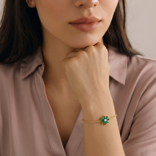 Vermeil Gold Plated flower bracelet ,  hover