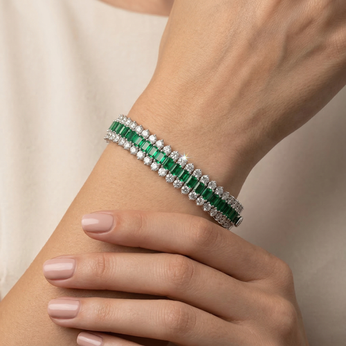 Green Crystal Tennis Bracelet ,  hover