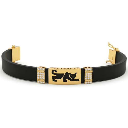 Gold Panther Motif Rubber Bracelet , 