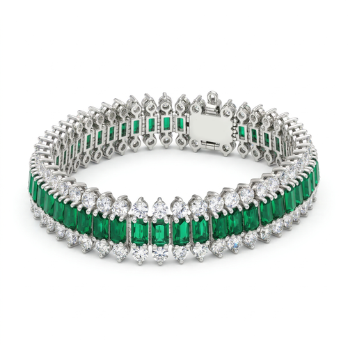 Green Crystal Tennis Bracelet , 