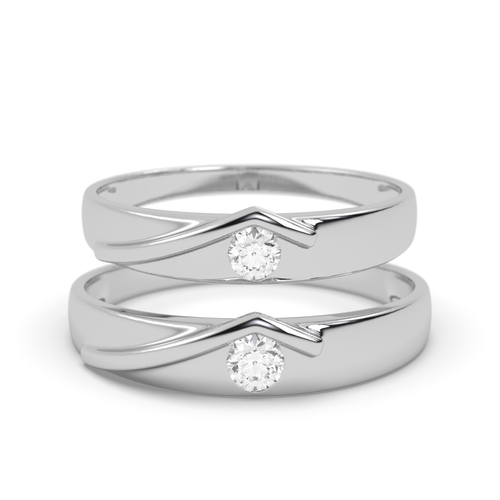 Pure Silver Chevron Couple Ring , 13 hover