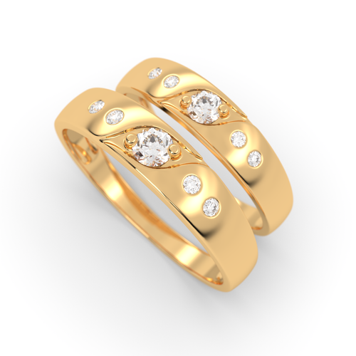 Eternal Wave vermeil gold  Couple Ring , 13