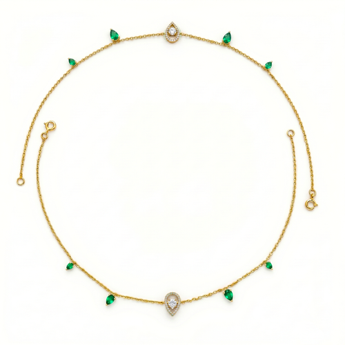 Dainty Emerald Teardrop Anklet. , 