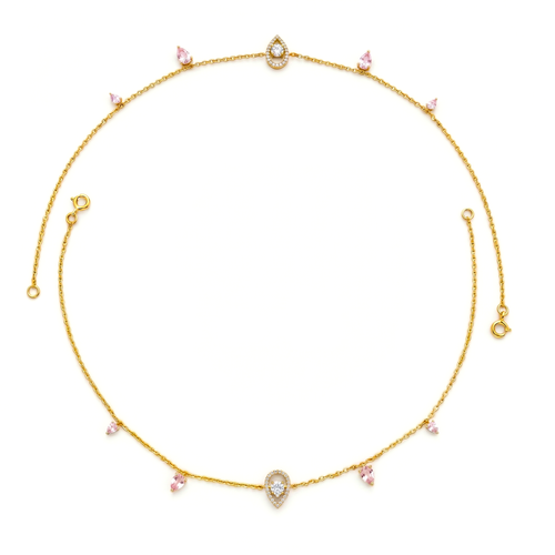 Dainty Pink Droplet Gold Anklet. , 