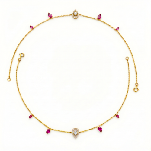 Boho Ruby Pear Drop Vermeil Anklet. , 