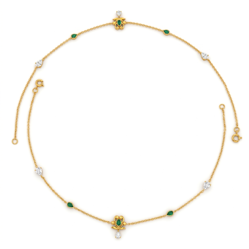 Crystal Charm Vermeil Gold Anklet. , 