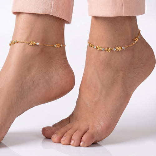 Gold Vermeil Chevron Anklet. ,  hover