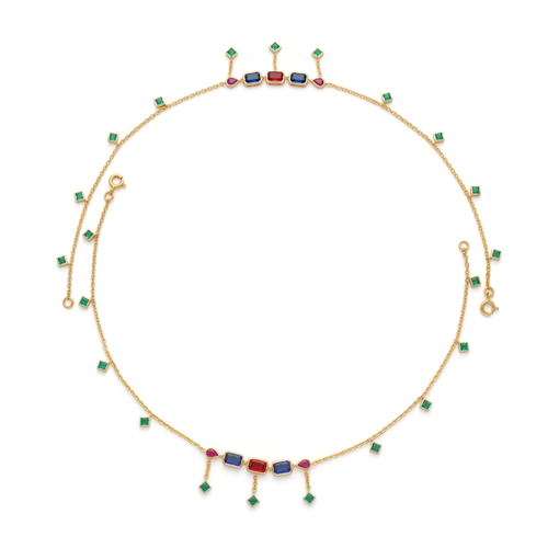 Multi-Stone Gold Vermeil Anklet. , 