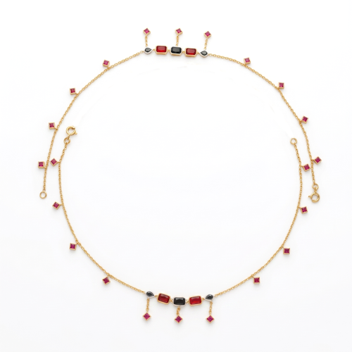Ruby Charm Vermeil Gold Anklet. , 