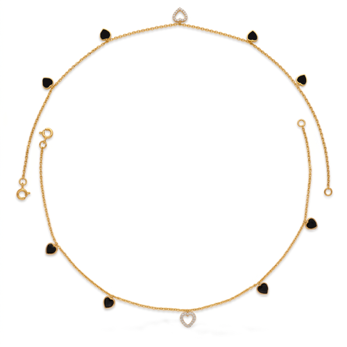 Gold Vermeil Black Heart Charm Anklet. , 