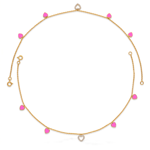 Pink Heart Charm Gold Vermeil Anklet. , 
