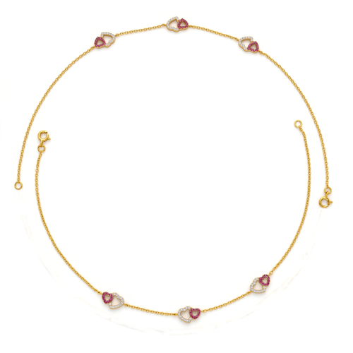 Gold Vermeil Double Heart Anklet. , 