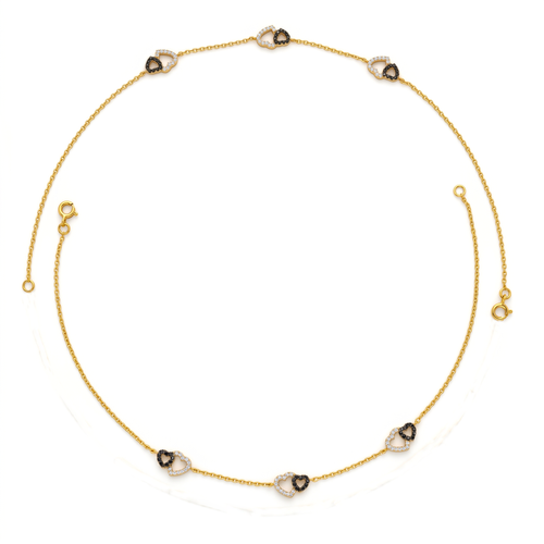 Vermeil Gold Twin Heart Charm Anklet. , 