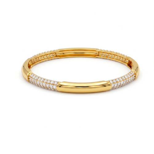 Triple-Row Pave Station Bangle , 2.3