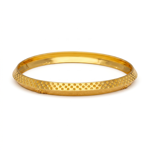 Dot-Textured Men's Gold Vermeil Bangle , 2.7