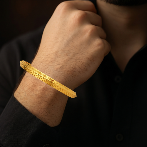 Dot-Textured Men's Gold Vermeil Bangle , 2.7 hover