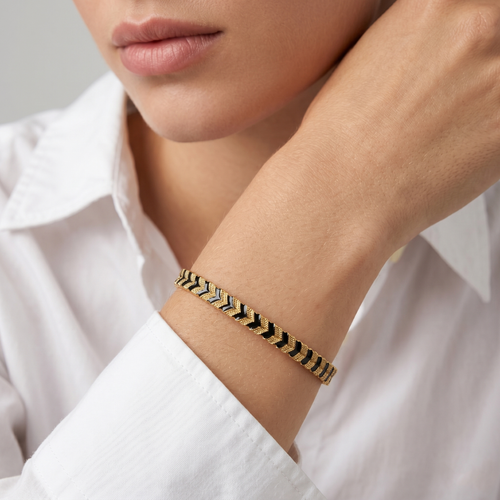 Black Chevron Enamel Bangle , 2.3 hover