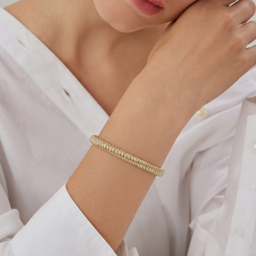 Dual-Tone Twisted Rope Bangle , 2.3 hover