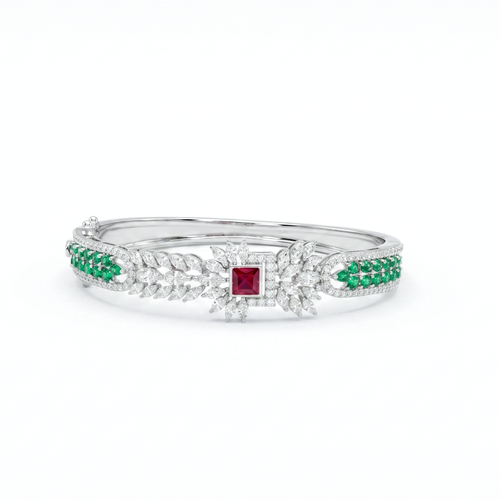 Royal Ruby Floral Bangle , 2.3