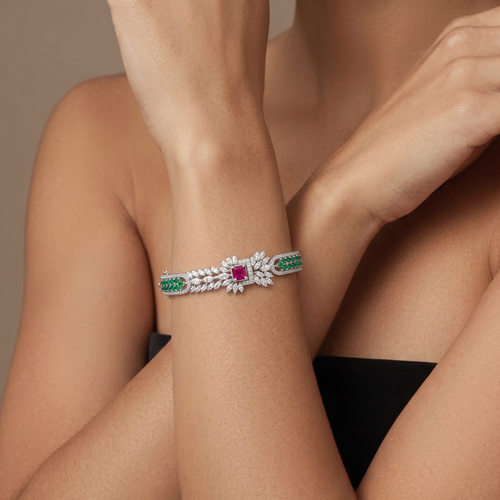 Royal Ruby Floral Bangle , 2.3 hover