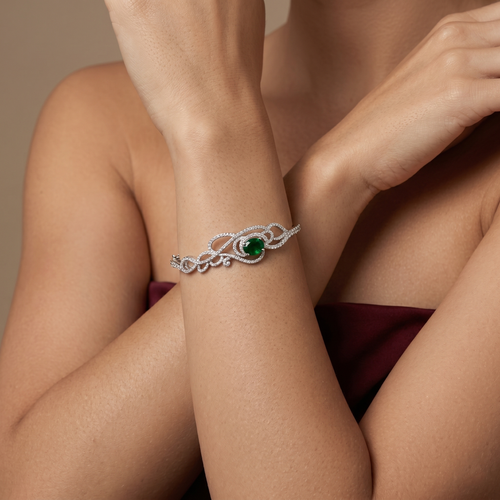 Enchanted Swirl Silver Bangle , 2.3 hover