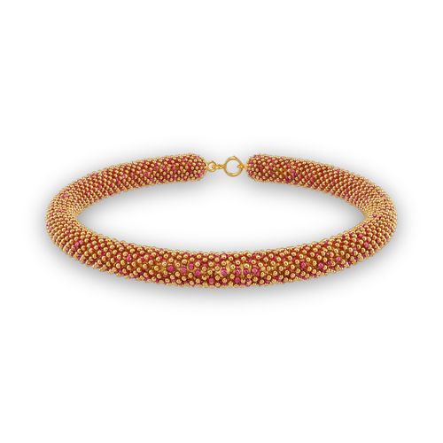 Golden Bead & Ruby Stone Bracelet , 