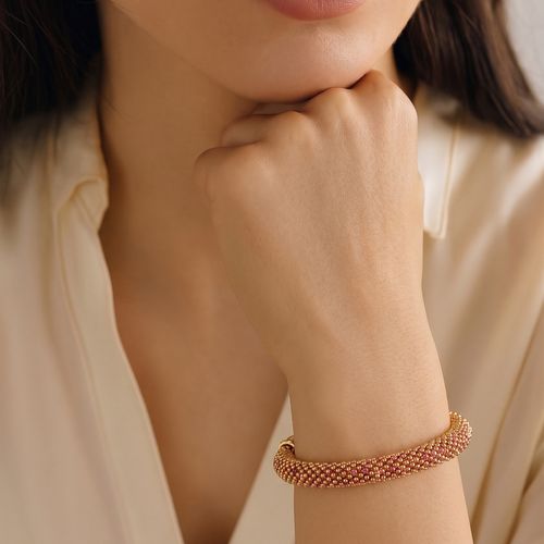 Golden Bead & Ruby Stone Bracelet ,  hover