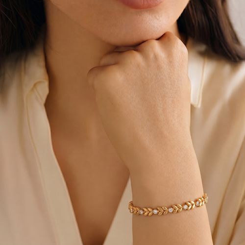 Golden Leaf Tennis Bracelet ,  hover
