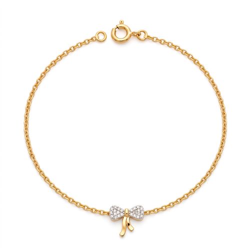 Pave Diamond Bow Charm Bracelet , 