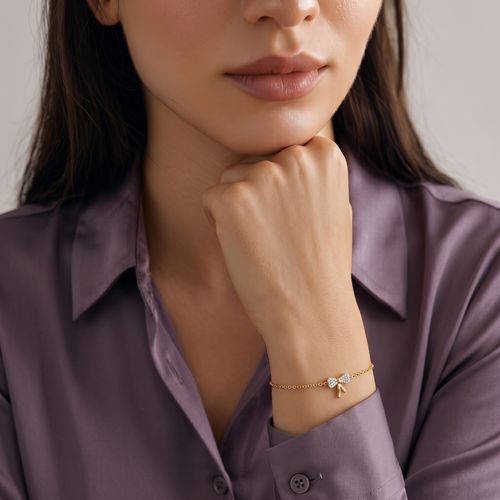 Pave Diamond Bow Charm Bracelet ,  hover
