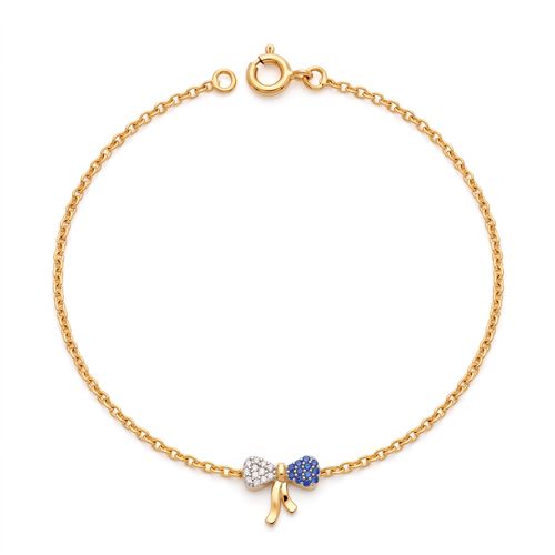Blue & White Pave Bow Charm Bracelet , 