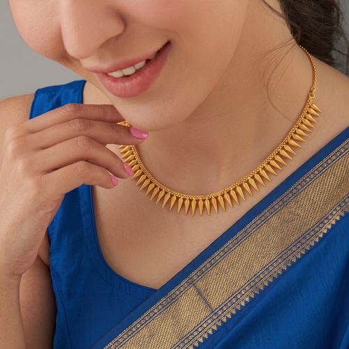 Golden Spike Jasmine Bud Necklace (Mullamottu Mala) ,  hover