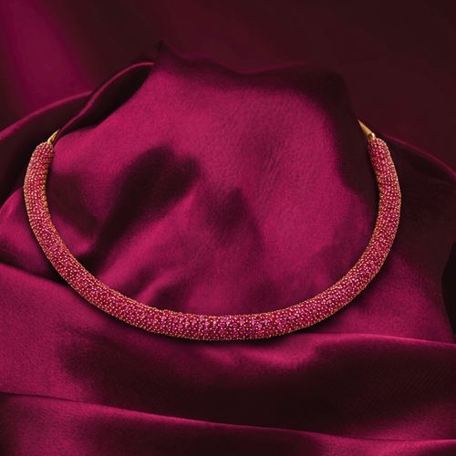 Ruby Pavé Tube Choker Necklace , 