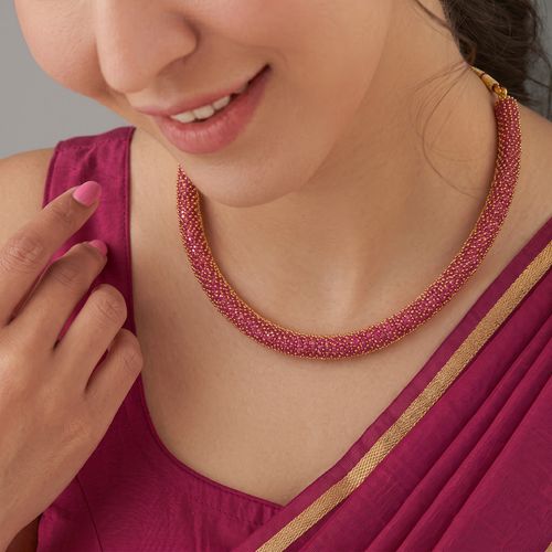 Ruby Pavé Tube Choker Necklace ,  hover