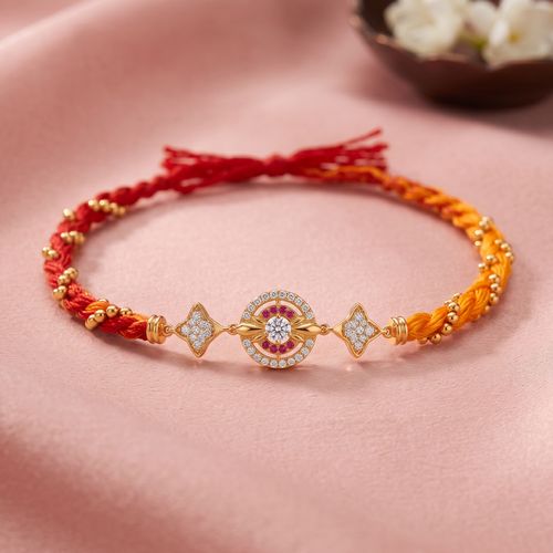 Circular Medallion Silver Gold-Plated Rakhi , 