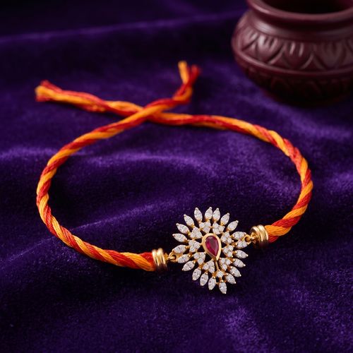Sunburst Cz Ruby Drop Rakhi , 