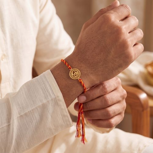 Sacred Om Greek Key Pattern Rakhi ,  hover