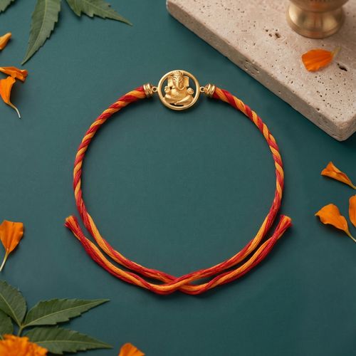 Lord Ganesha Silver Gold-Plated Rakhi , 