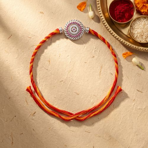 Spiral Chakra Ruby CZ 925 Sterling Silver Rakhi , 