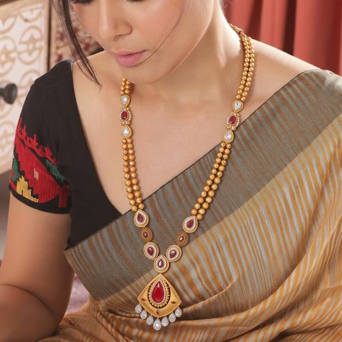 Gold Bead Long Necklace ,  hover