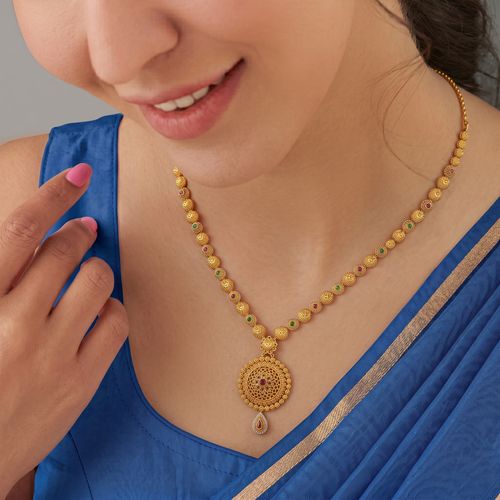 Royal Coin Medallion Long Necklace ,  hover