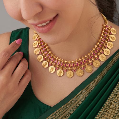 Reversible Dual-Look Lakshmi & Enamel Choker ,  hover