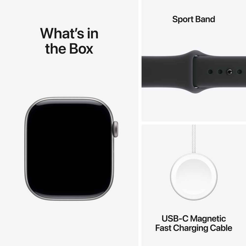 Apple Watch Series 11 GPS , Space Gray , 46mm , Aluminium , Black Sport Band , M/L